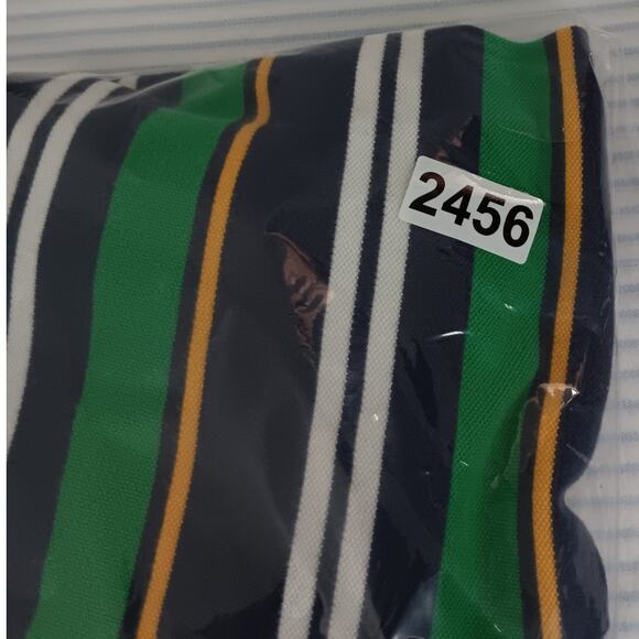 Polo Ralph Lauren Vintage Polo Shirt Men Medium Green/Blue Striped Luxury Preppy - Picture 11 of 11